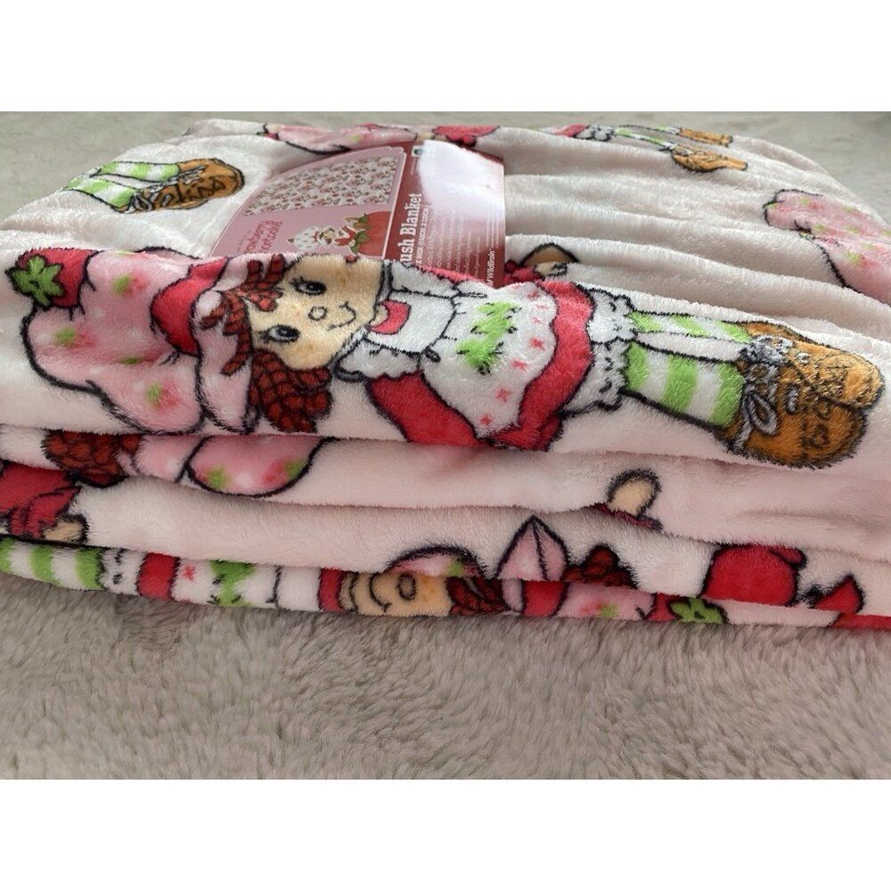Strawberry Shortcake Classic 60 X 90” Soft Plush Blanket TWIN Size Poses Flowers - Picture 12 of 16